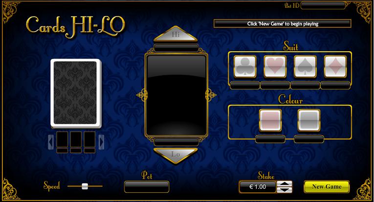 Cards Hi-Lo Entry Screen