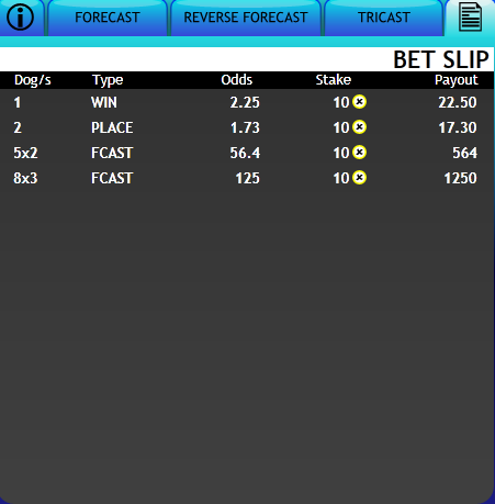 Platinum Hounds Bet Slip