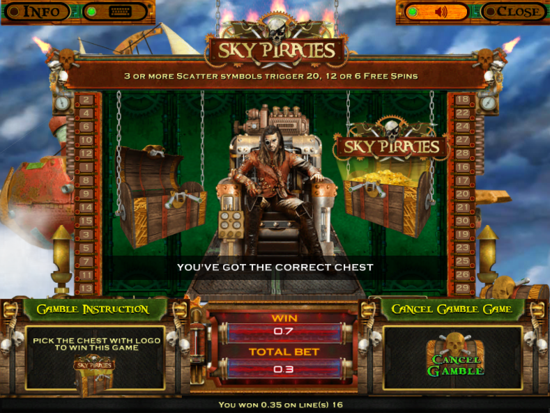 Sky Pirates Gamble Winning Example