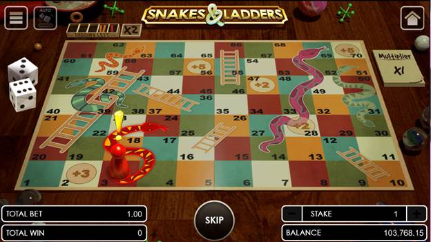 Snakes and Ladders the player being bitten by the snake