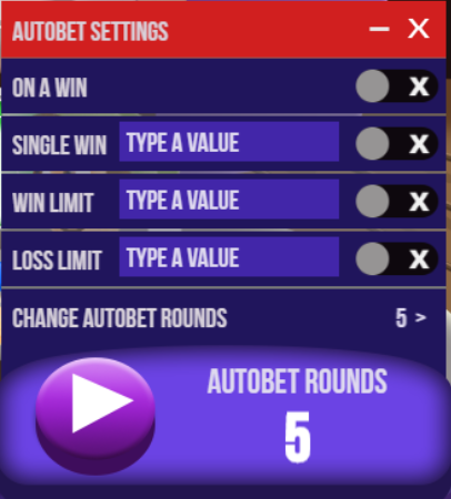 Santas Workshop change autobet settings