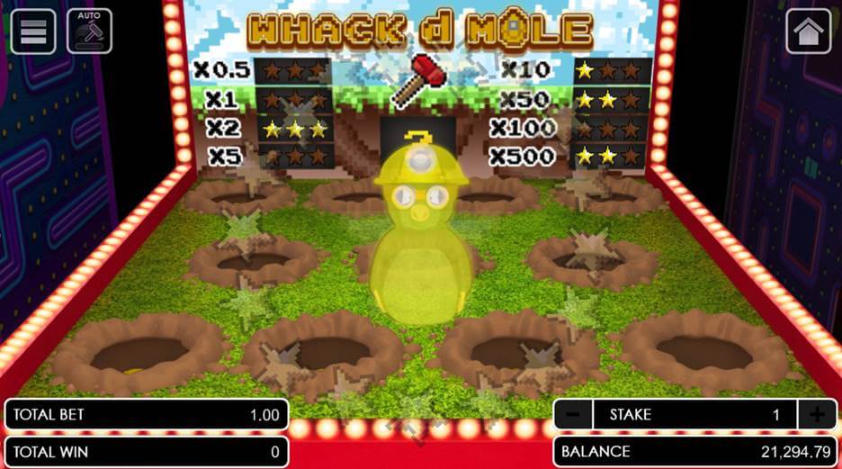 Whack d Mole a winning multiplier prize