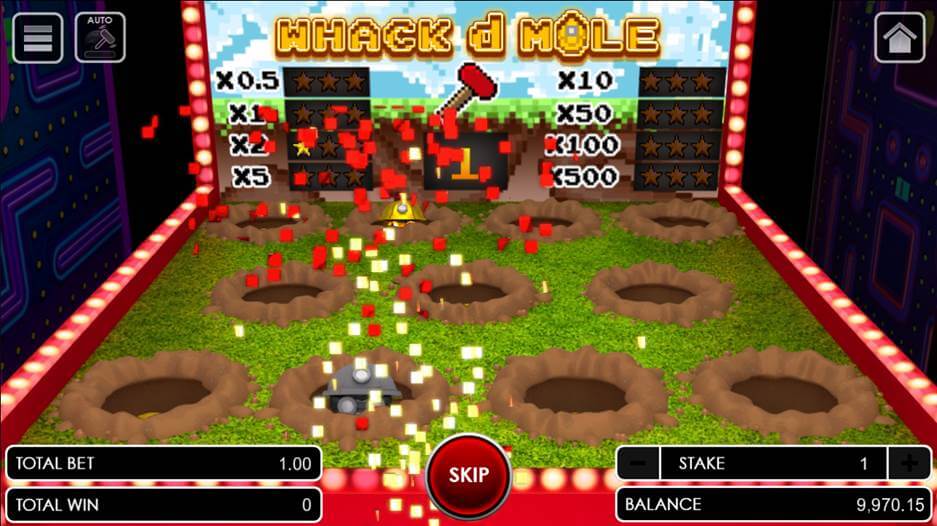 Whack d Mole hitting a stone mole