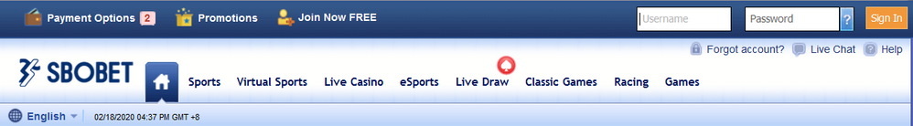 Sign up at SBOBET Homepage