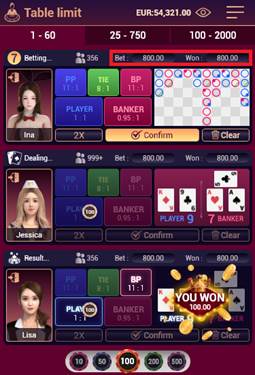 SBOTOP Baccarat Babes Betting Screen