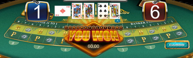 SBOBET Live Casino - Live Baccarat Fortune Six Winning Screen